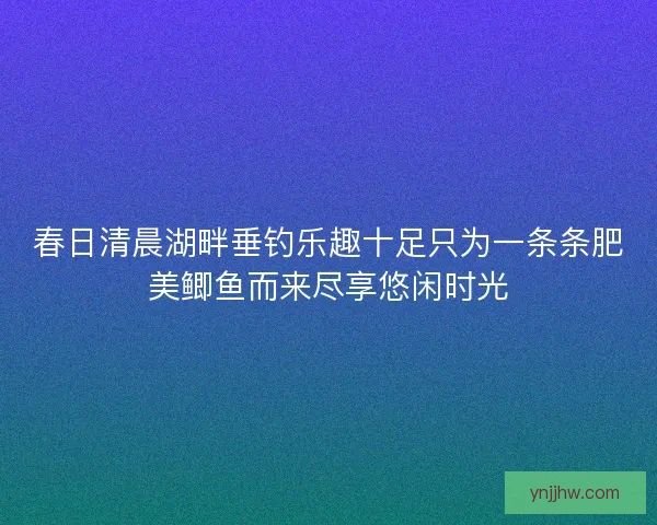 春日清晨湖畔垂钓乐趣十足只为一条条肥美鲫鱼而来尽享悠闲时光