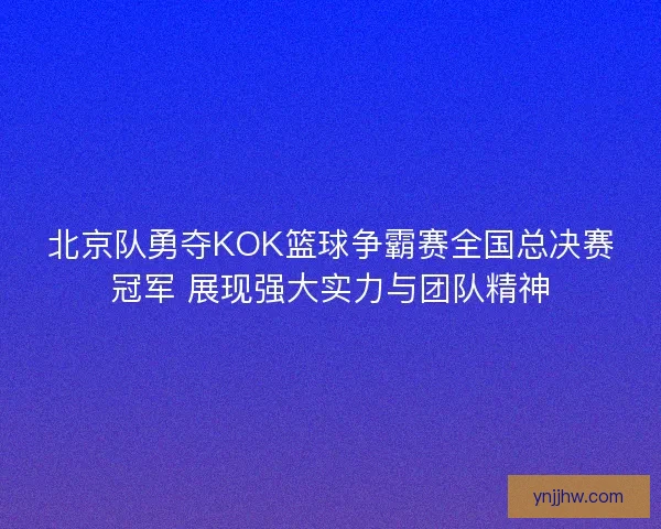 北京队勇夺KOK篮球争霸赛全国总决赛冠军 展现强大实力与团队精神 北京队勇夺KOK篮球争霸赛全国总决赛冠军 展现强大实力与团队精神